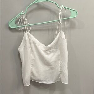 Abercrombie & Fitch Cream Tie Front Crop Camisole